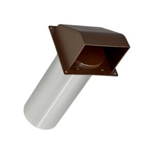 Brown Plastic Wall Exhaust Hood Dryer Vent - Damper - Flat Flange - 11 inch Pipe - Closed