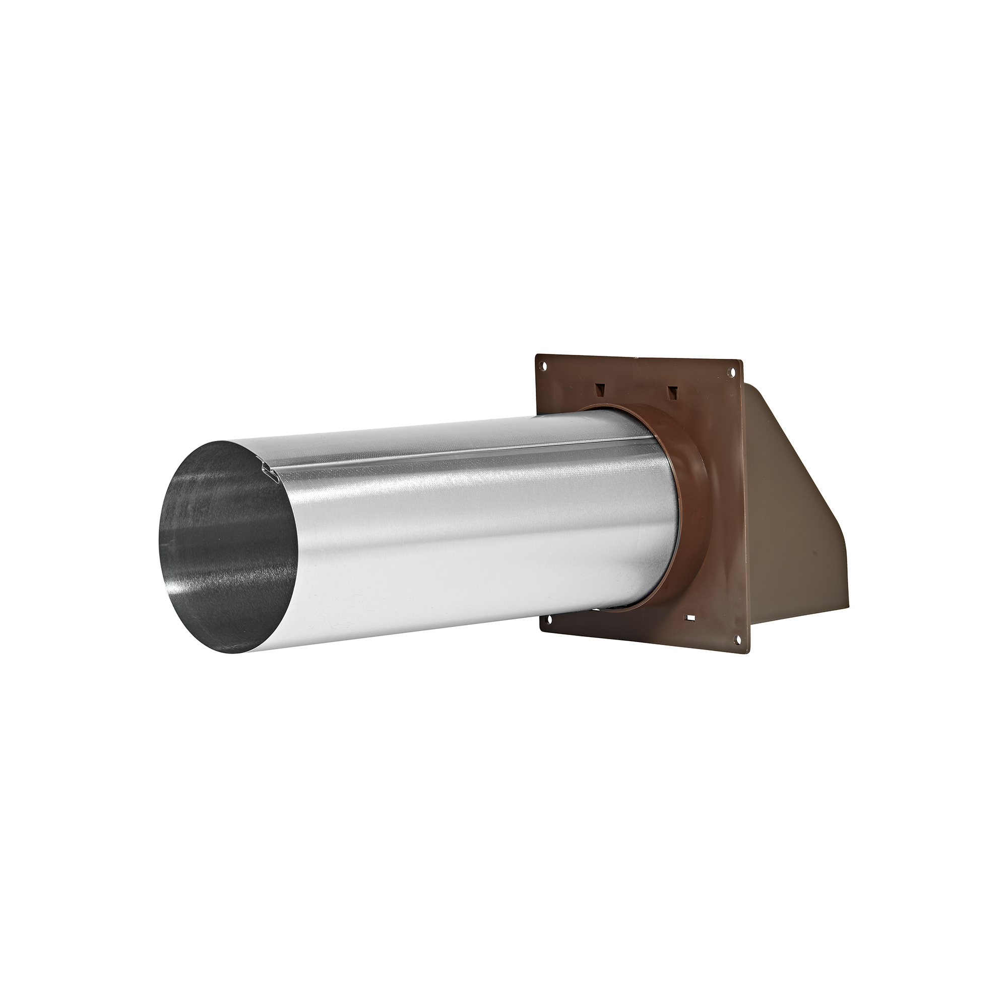Brown Plastic Wall Exhaust Hood Dryer Vent - Damper - Flat Flange - 11 inch Pipe - Back
