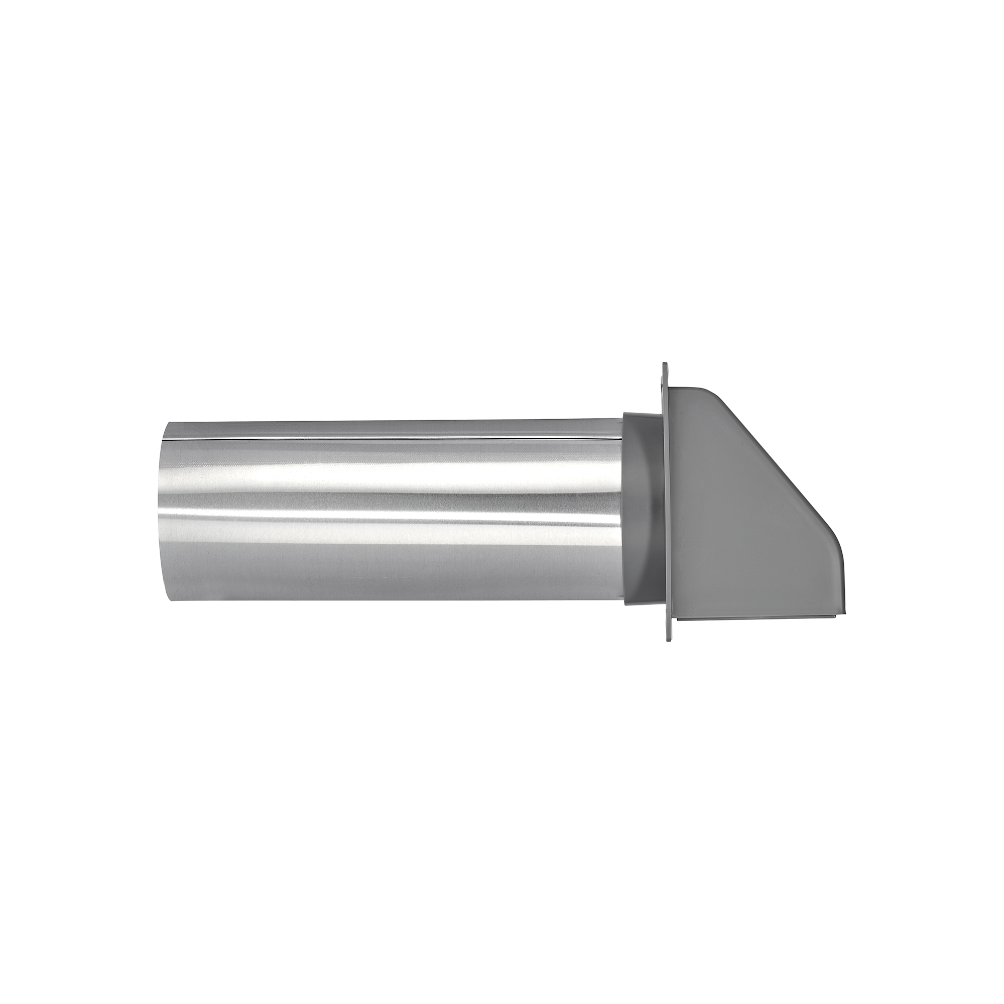 224G-FF-04 Gray Plastic Wall Exhaust Hood Dryer Vent - Flat Flange - Spring Damper - Removable Screen - 11 inch Pipe - Side