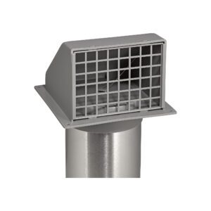 Gray Plastic Wall Exhaust Hood Dryer Vent - Flat Flange - Spring Damper - Removable Screen - 11 inch Pipe - Spring
