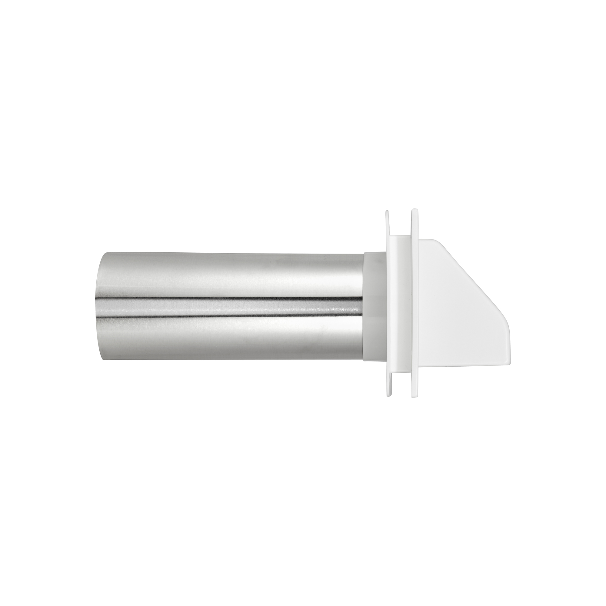 White Plastic Wall Exhaust Hood Dryer Vent - J Channel - Spring Damper - Removable Screen - 11 inch Pipe - Side