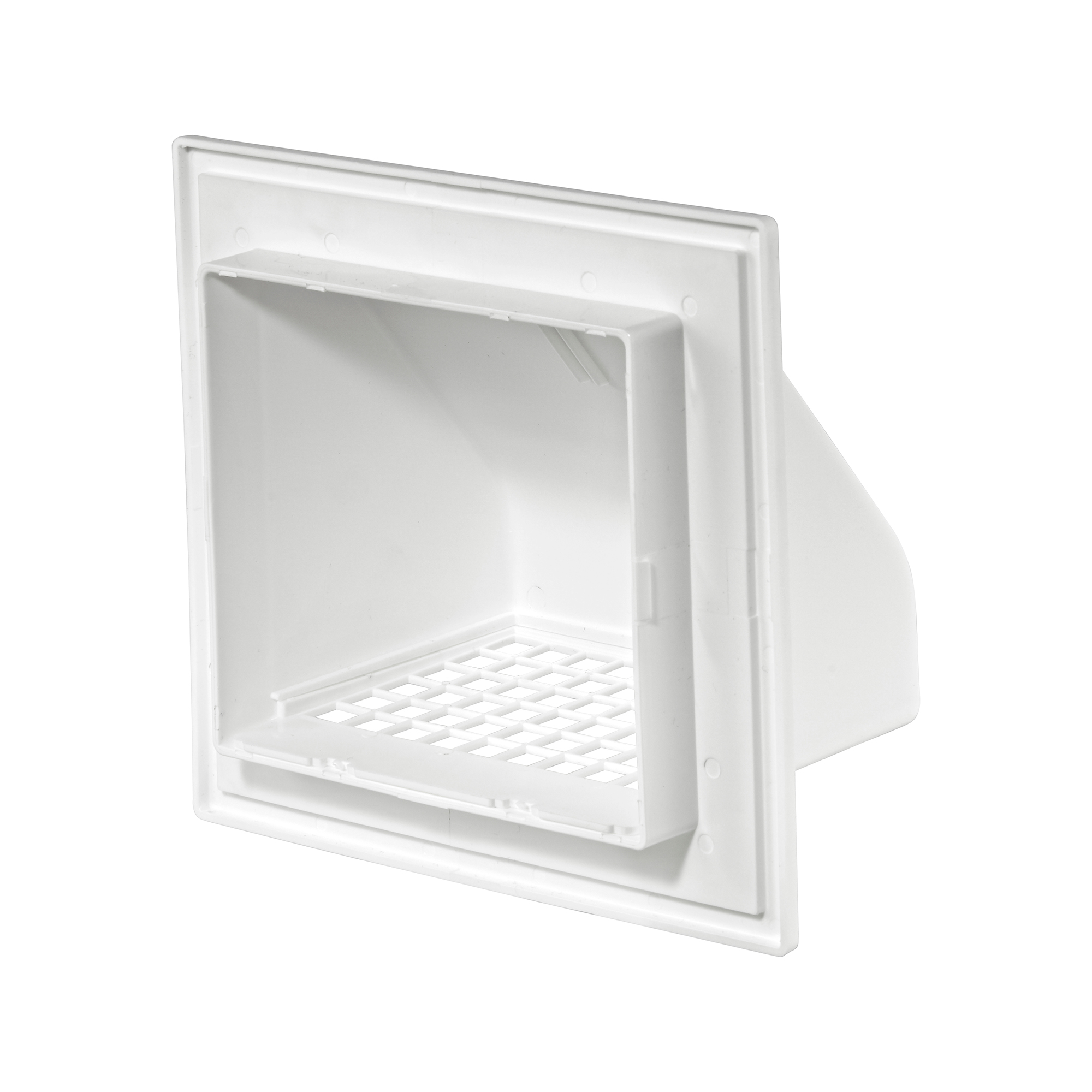 White Plastic Wall Exhaust Hood Dryer Vent - J Channel - Spring Damper - Removable Screen - 11 inch Pipe - Hood