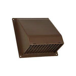 Brown Plastic Wall Exhaust Hood Bath Fan Vent - Spring Damper - Removable Screen - 1-1/2 inch Collar - Flat Flange - Front Closed