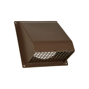 Brown Plastic Wall Exhaust Hood Bath Fan Vent - Spring Damper - Removable Screen - 1-1/2 inch Collar - Flat Flange - Front Opened