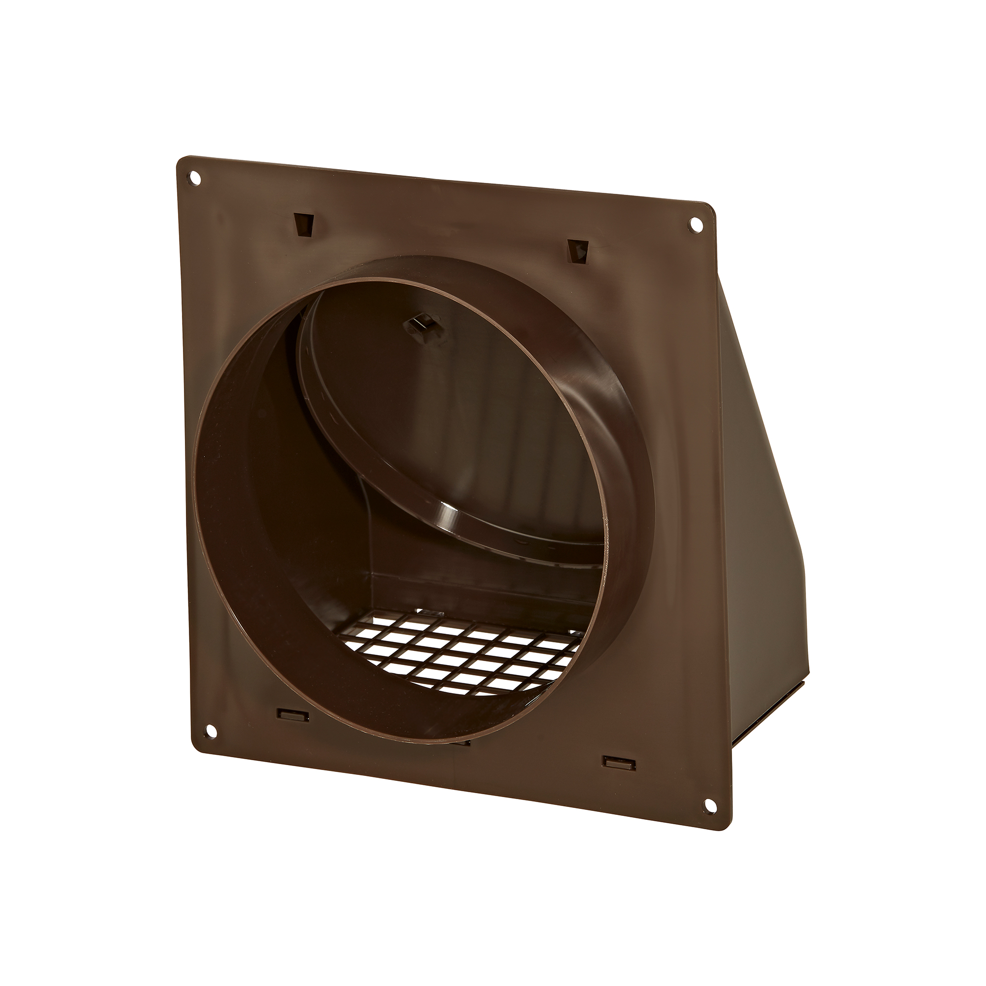 3510B-FF-05 Brown Plastic Wall Exhaust Hood Bath Fan Vent - Spring Damper - Removable Screen - 1-1/2 inch Collar - Flat Flange - Back Opened