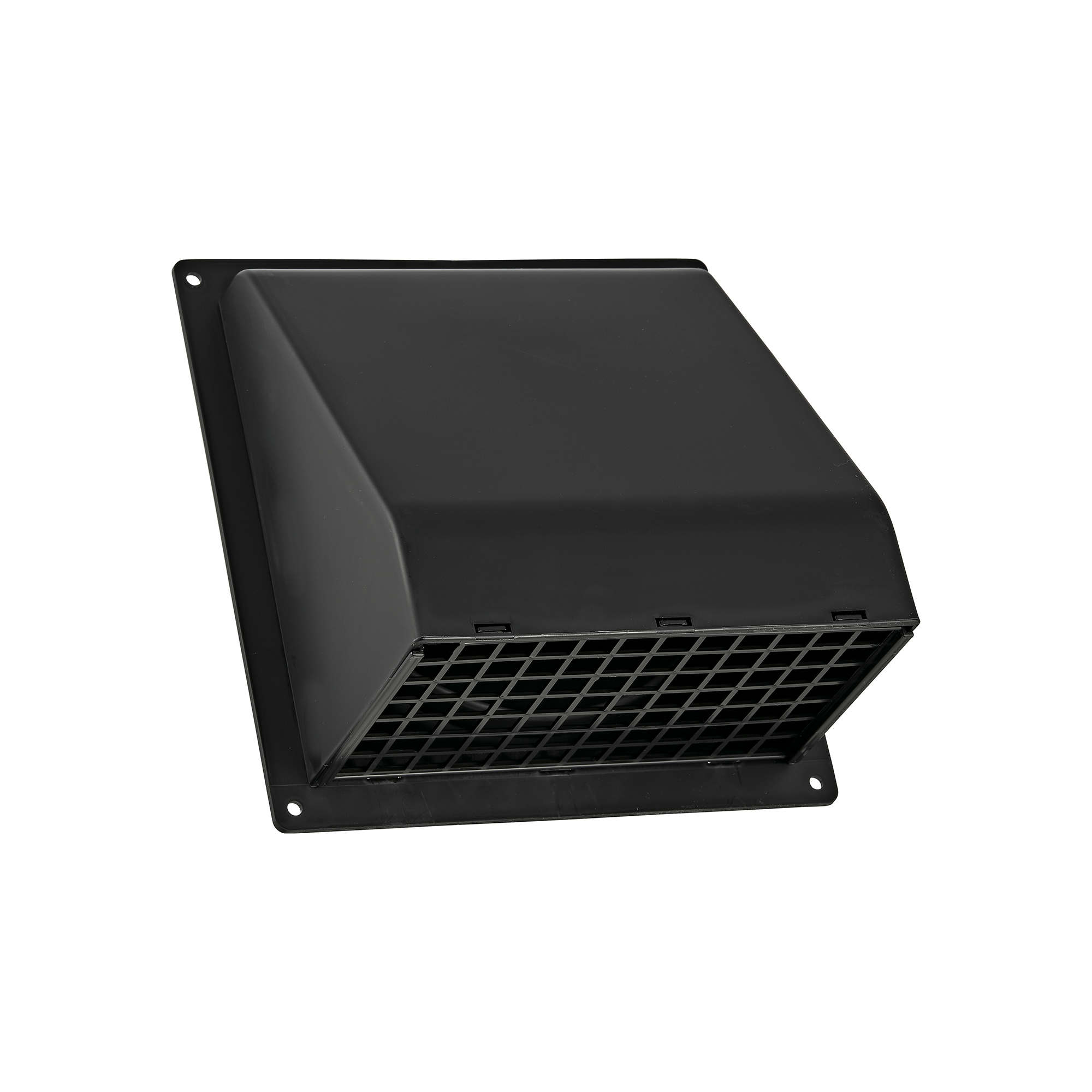 3510BL-FF-01 Black Plastic Wall Exhaust Hood Bath Fan Vent - Spring Damper - Removable Screen - 1-1/2 inch Collar - Flat Flange - Front Closed