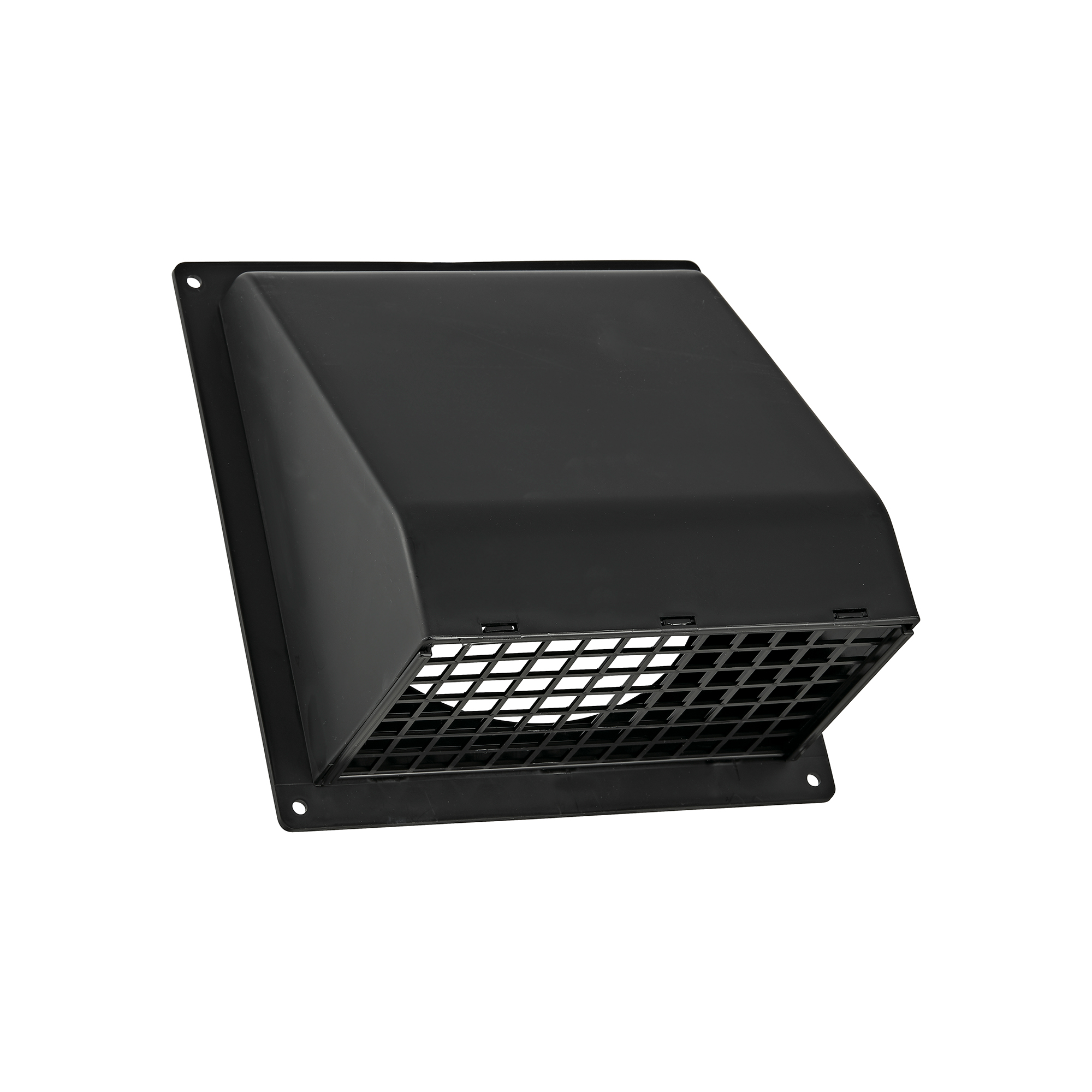 3510BL-FF-02 Black Plastic Wall Exhaust Hood Bath Fan Vent - Spring Damper - Removable Screen - 1-1/2 inch Collar - Flat Flange - Front Opened