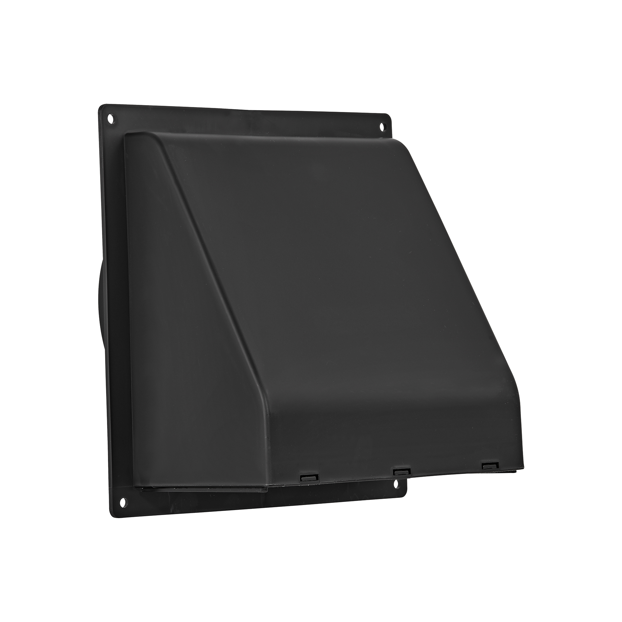3510BL-FF-03 Black Plastic Wall Exhaust Hood Bath Fan Vent - Spring Damper - Removable Screen - 1-1/2 inch Collar - Flat Flange - Front