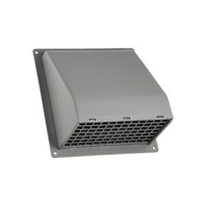 Gray Plastic Wall Exhaust Hood Bath Fan Vent - Spring Damper - Removable Screen - 1-1/2 inch Collar - Flat Flange - Front Closed