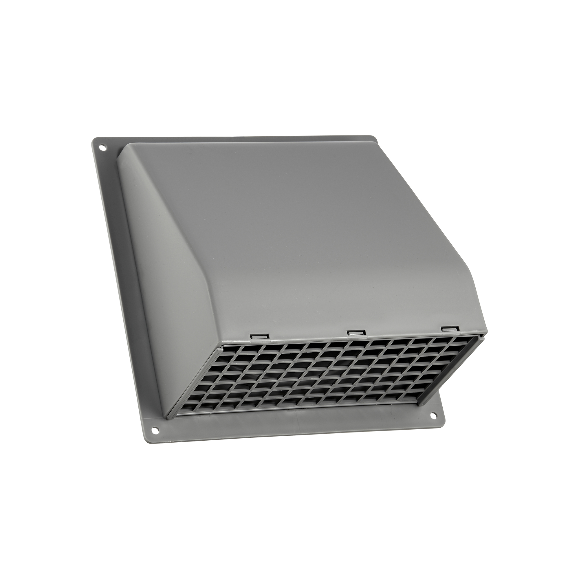 3510G-FF-01 Gray Plastic Wall Exhaust Hood Bath Fan Vent - Spring Damper - Removable Screen - 1-1/2 inch Collar - Flat Flange - Front Closed