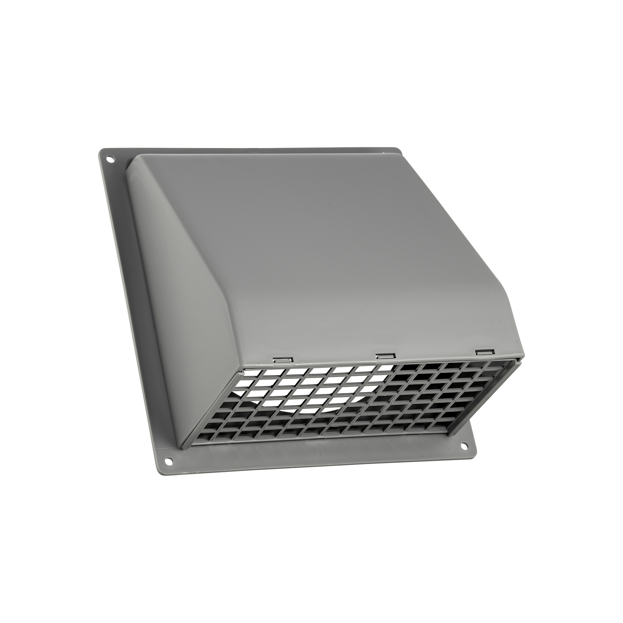 3510G-FF-02 Gray Plastic Wall Exhaust Hood Bath Fan Vent - Spring Damper - Removable Screen - 1-1/2 inch Collar - Flat Flange - Front Opened