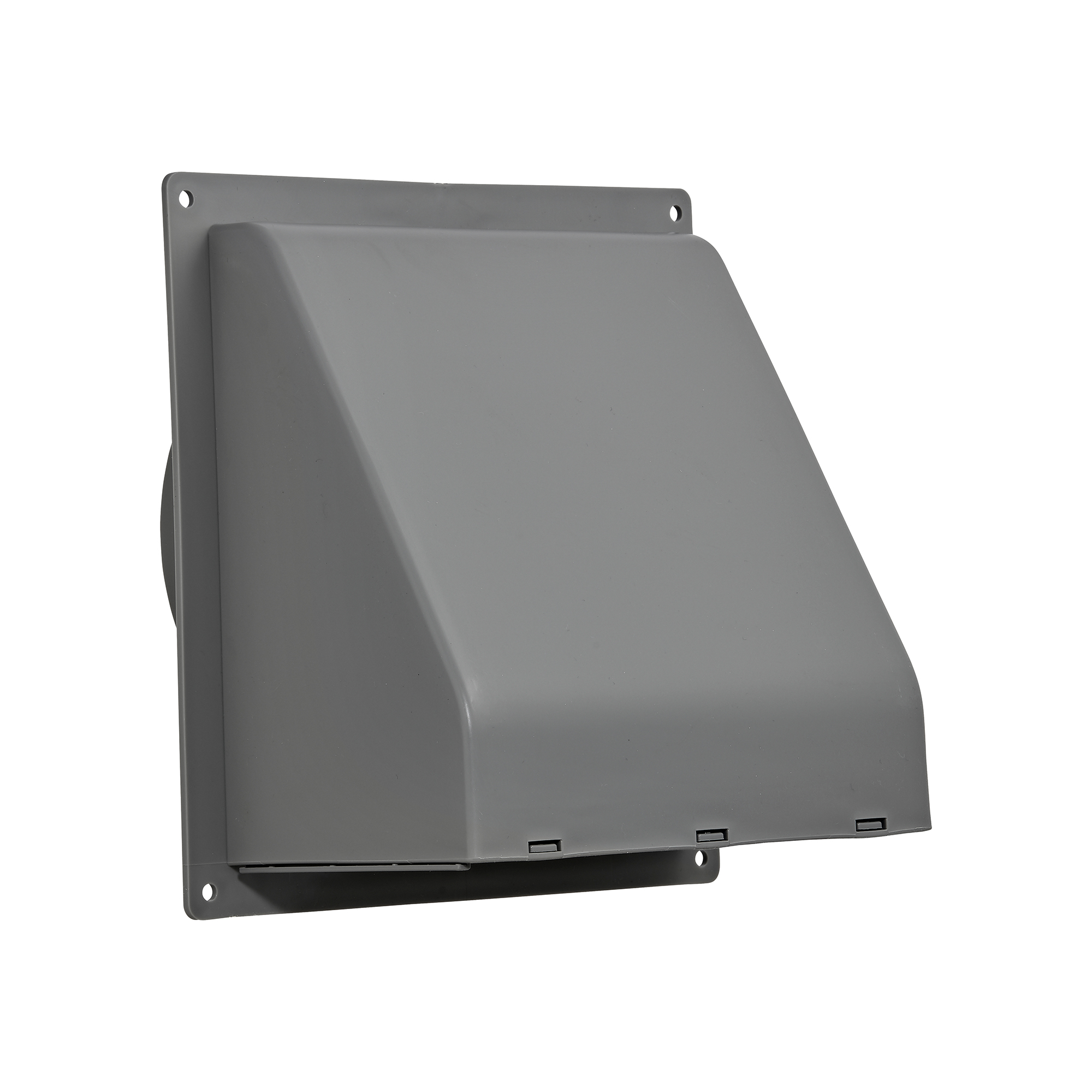 3510G-FF-03 Gray Plastic Wall Exhaust Hood Bath Fan Vent - Spring Damper - Removable Screen - 1-1/2 inch Collar - Flat Flange - Front