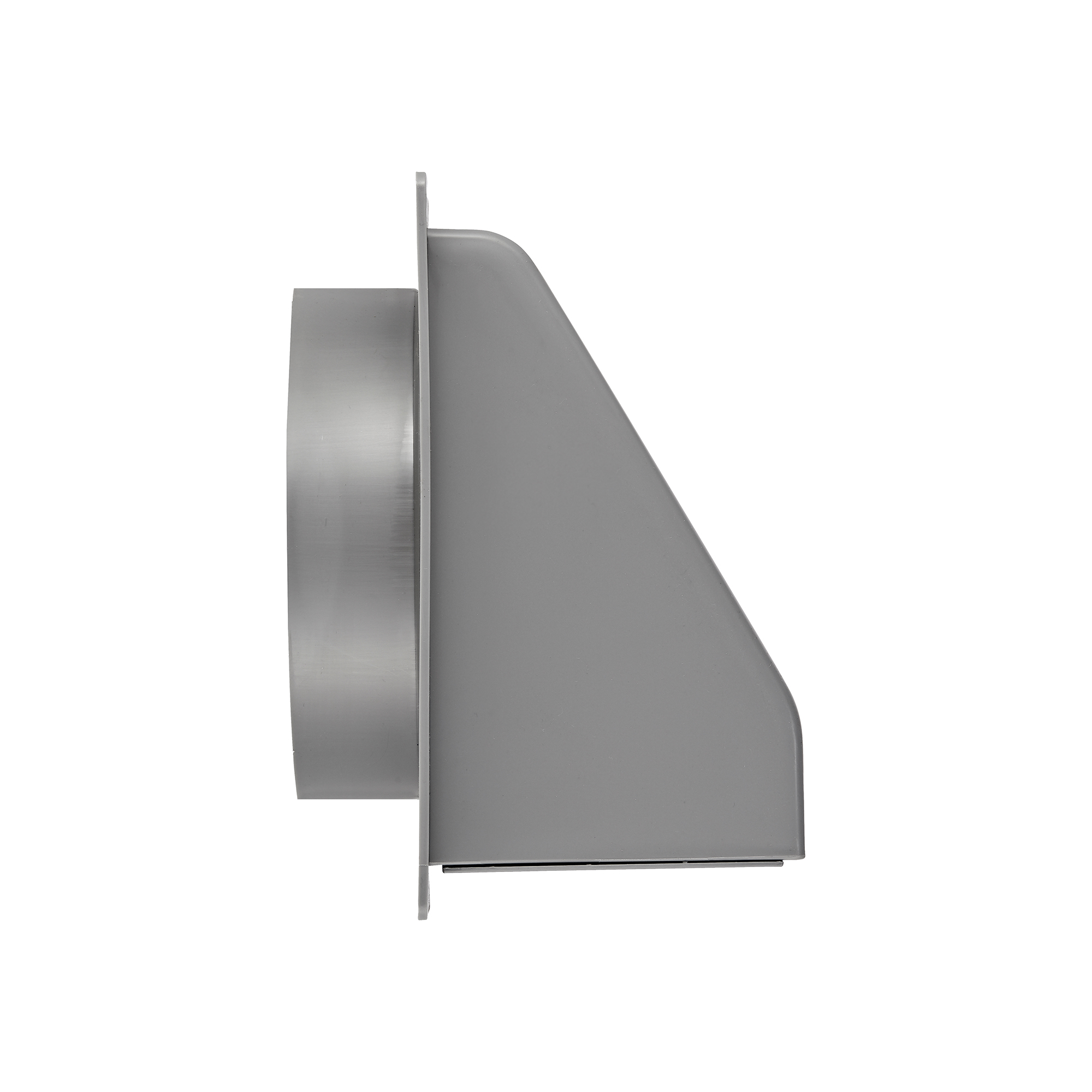3510G-FF-04 Gray Plastic Wall Exhaust Hood Bath Fan Vent - Spring Damper - Removable Screen - 1-1/2 inch Collar - Flat Flange - Side