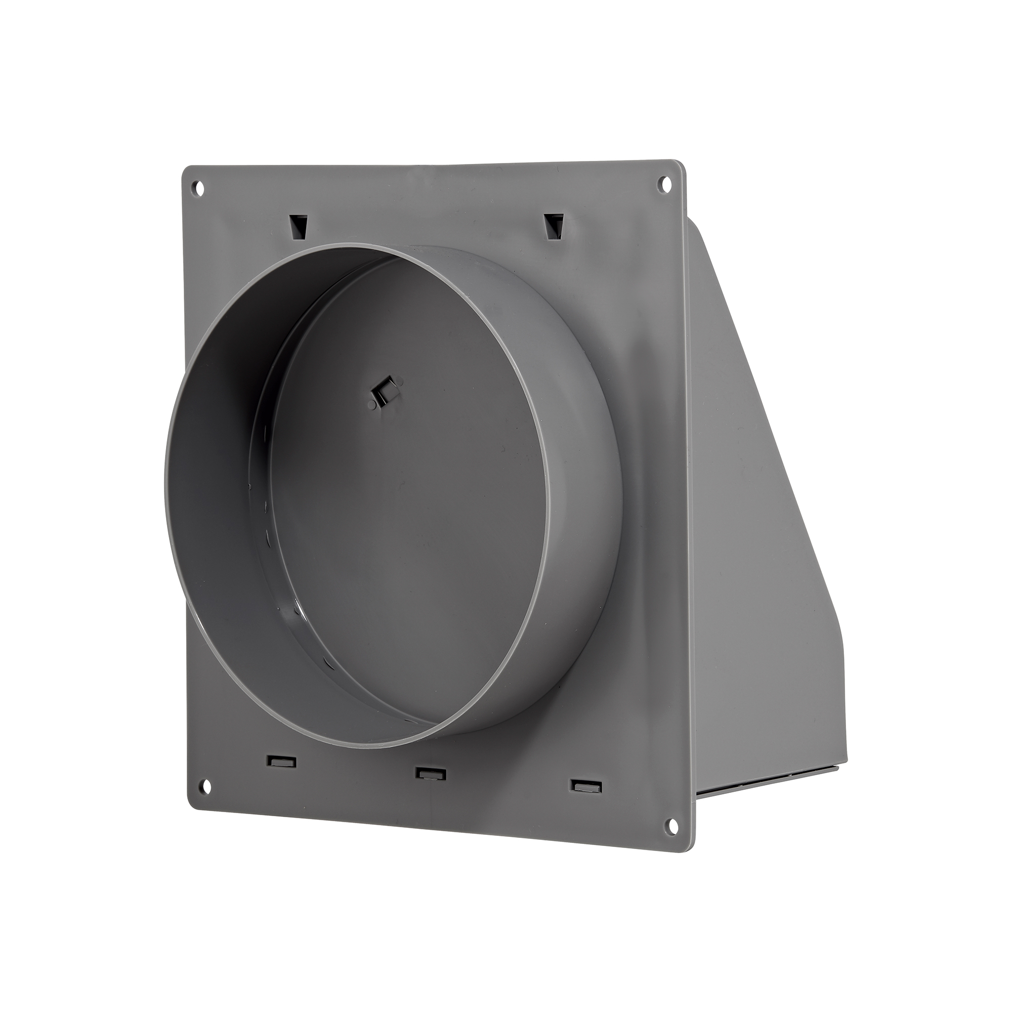 3510G-FF-06 Gray Plastic Wall Exhaust Hood Bath Fan Vent - Spring Damper - Removable Screen - 1-1/2 inch Collar - Flat Flange - Back Closed