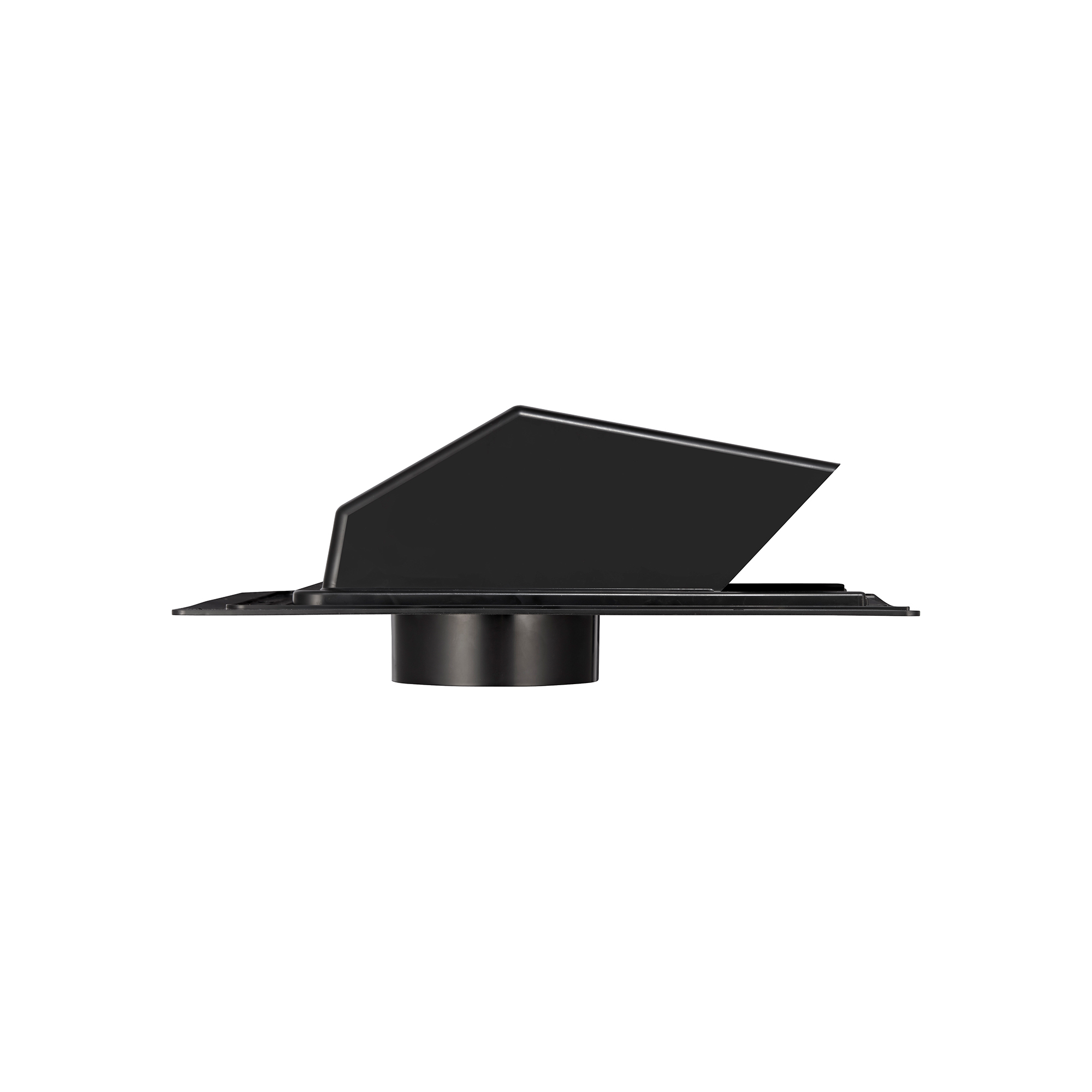 3540RCS-04 Black ABS Plastic Roof Exhaust Vent - Damper - 1/4 inch Removable Screen - 4 inch Snap-In Collar - Side