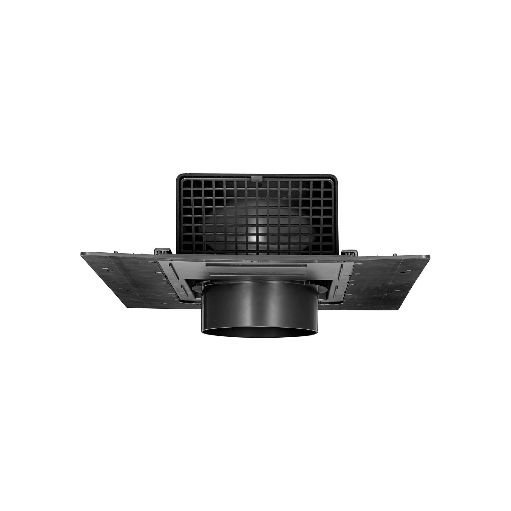 3540RCS-05 Black ABS Plastic Roof Exhaust Vent - Damper - 1/4 inch Removable Screen - 4 inch Snap-In Collar - Bottom