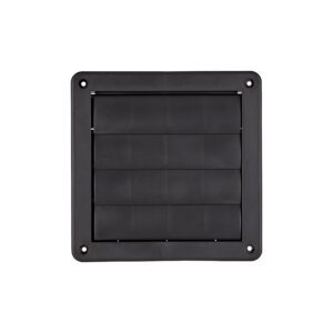 Black Plastic Wall Exhaust Louvered Bath Fan Vent - Front