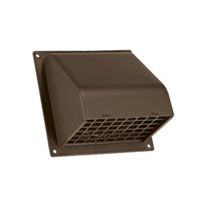 Brown Plastic Wall Exhaust Hood Dryer Vent - Spring-Controlled Damper - Removable Screen - Flat Flange - 1 inch Collar - Angle CLosed