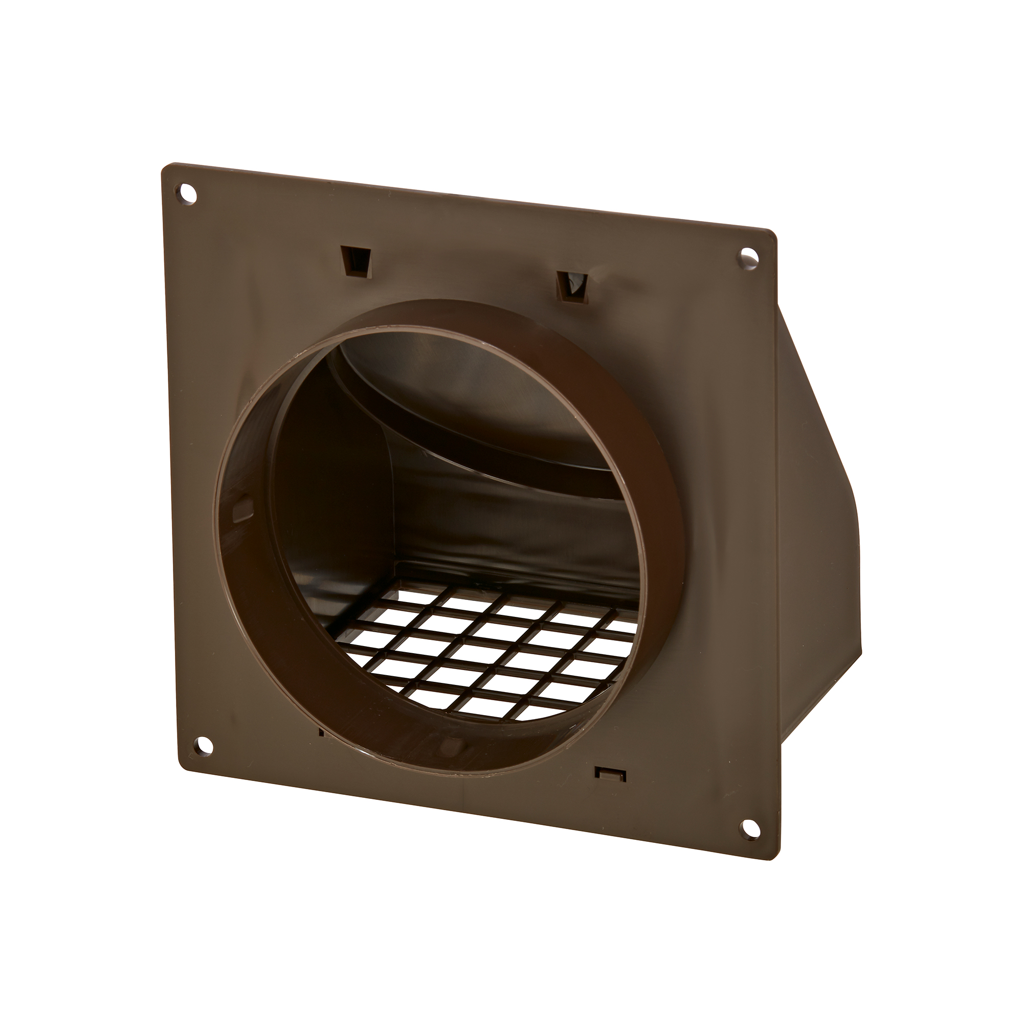 1471B-FF-06 Brown Plastic Wall Exhaust Hood Dryer Vent - Spring-Controlled Damper - Removable Screen - Flat Flange - 1 inch Collar - Back Closed