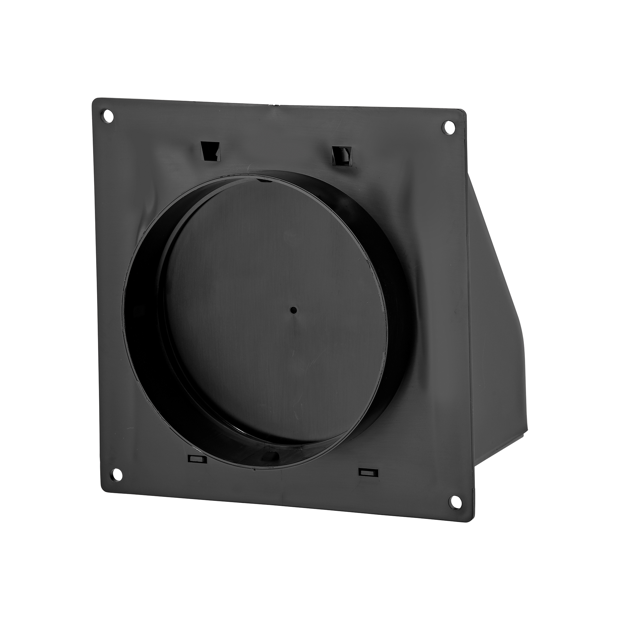 1471BL-FF-SPG-05 Black Plastic Wall Exhaust Hood Dryer Vent - Spring-Controlled Damper - Removable Screen - Flat Flange - 1 inch Collar - Back Closed
