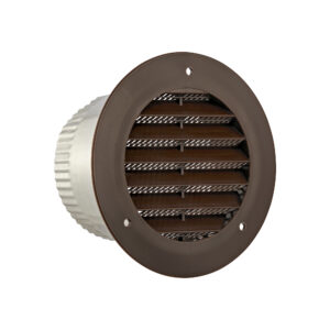 Brown Plastic Flush Mount Round Vent - Screw Holes - 3 inch Pipe - Angled