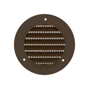 Brown Plastic Flush Mount Round Vent - Screw Holes - 3 inch Pipe - Front