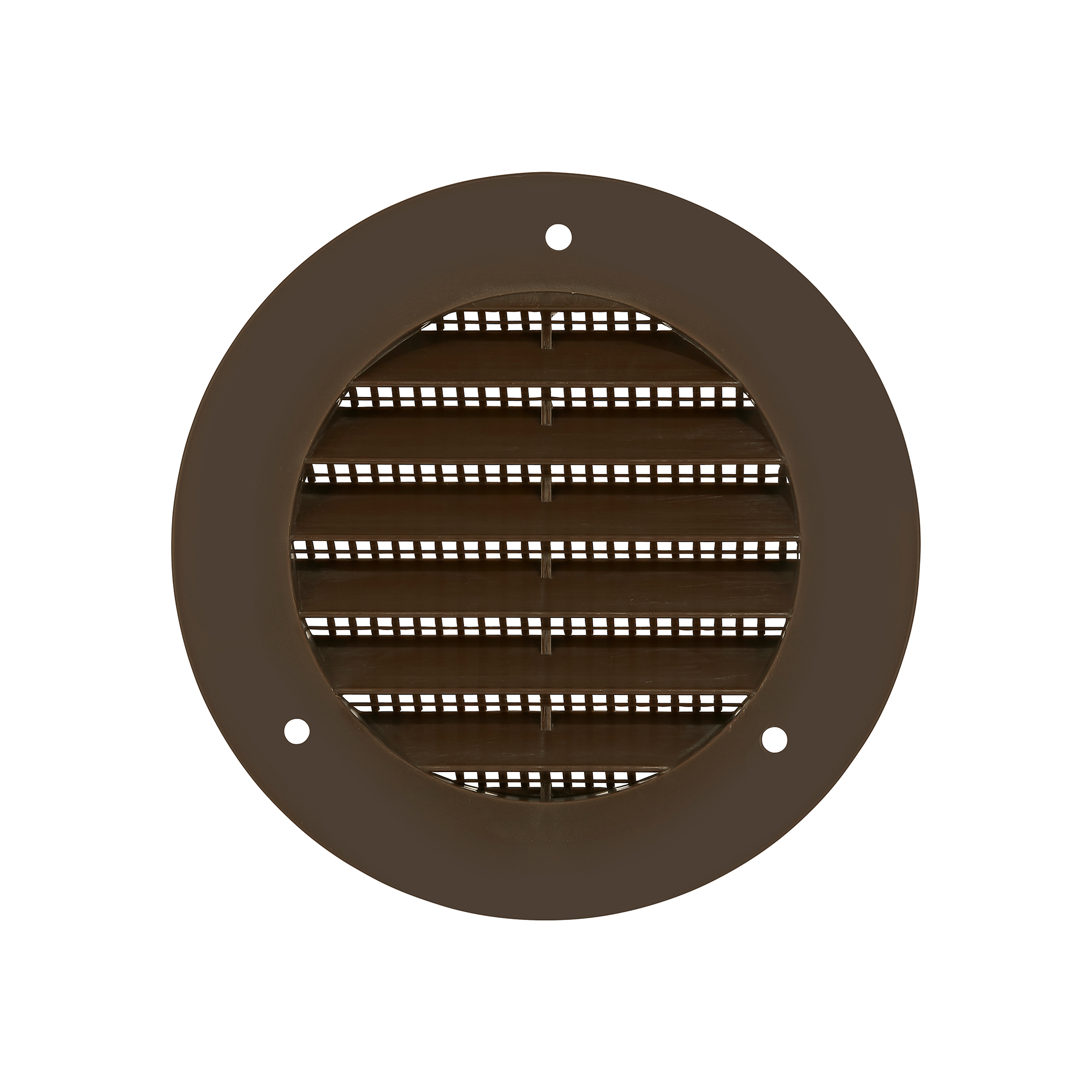 174BTP-SH-02 Brown Plastic Flush Mount Round Vent - Screw Holes - 3 inch Pipe - Front
