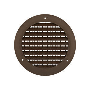 Brown Plastic Flush Mount Round Vent - Screw Holes - 3 inch Pipe - Front