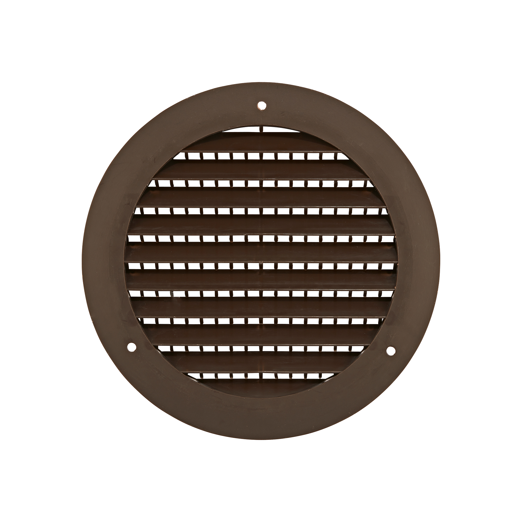 176BTP-SH-02 Brown Plastic Flush Mount Round Vent - Screw Holes - 3 inch Pipe - Front