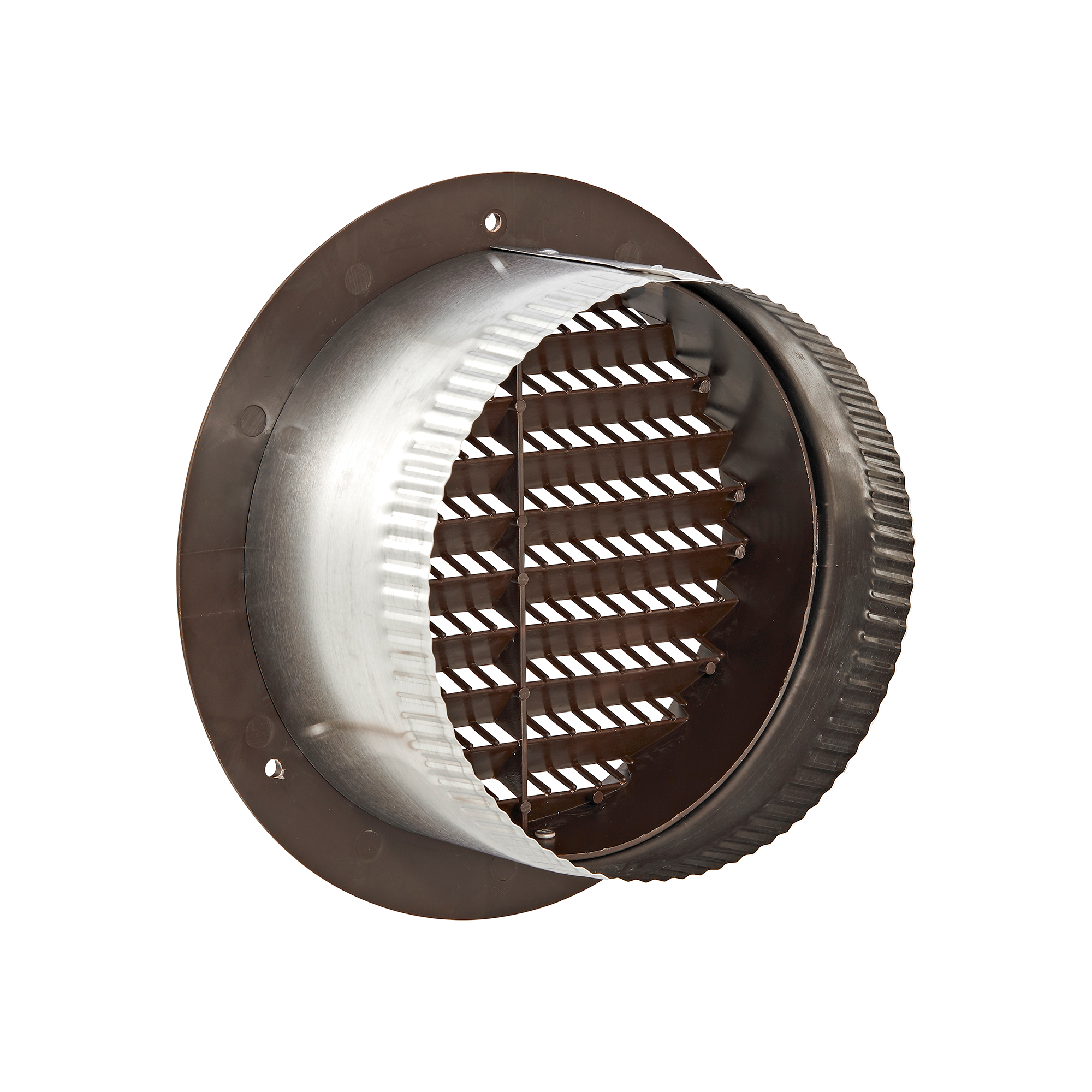 176BTP-SH-04 Brown Plastic Flush Mount Round Vent - Screw Holes - 3 inch Pipe - Back