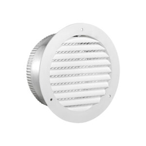 White Plastic Flush Mount Round Vent - Screw Holes - 3 inch Pipe - Angled