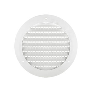 White Plastic Flush Mount Round Vent - Screw Holes - 3 inch Pipe - Front