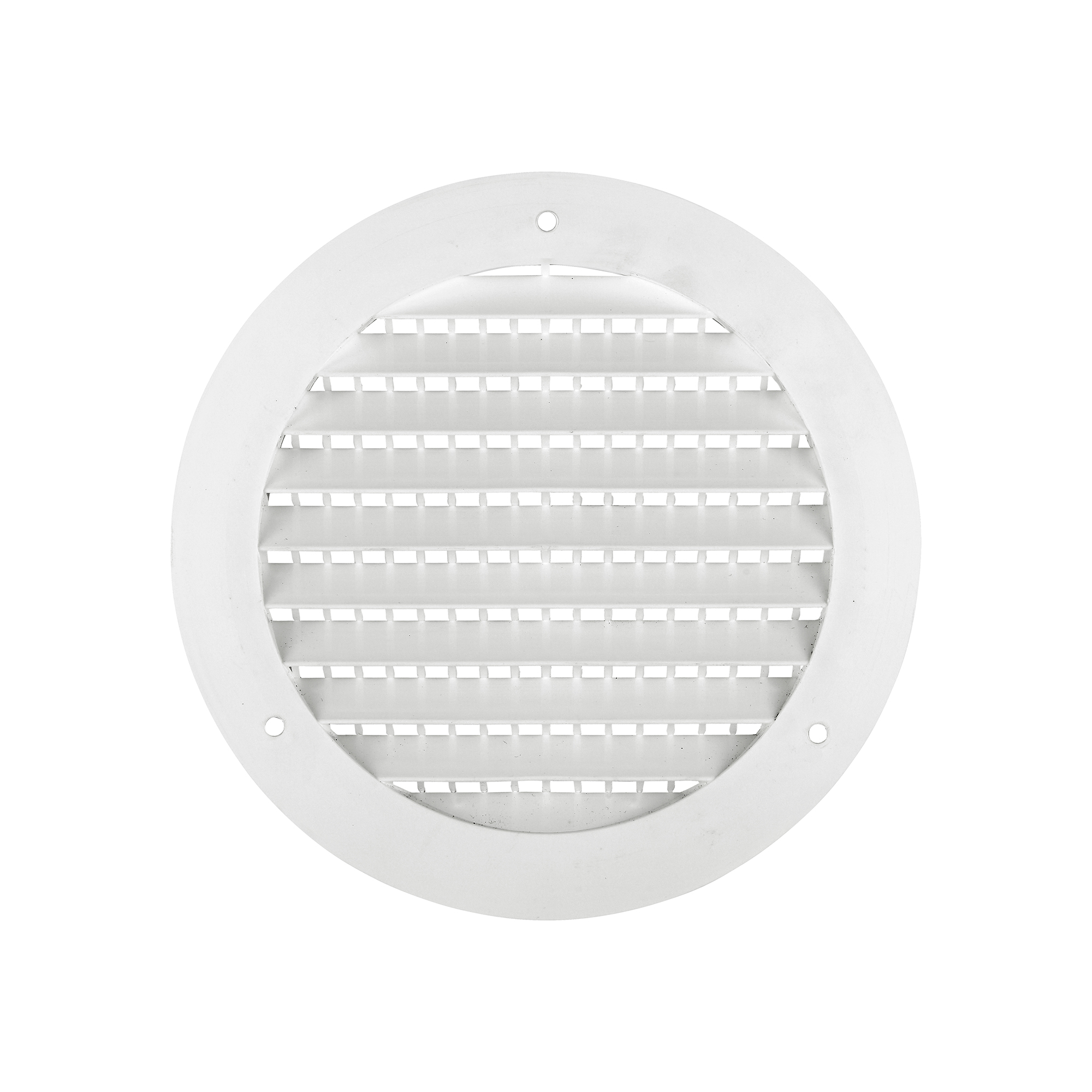 176WTP-SH-02 White Plastic Flush Mount Round Vent - Screw Holes - 3 inch Pipe - Front