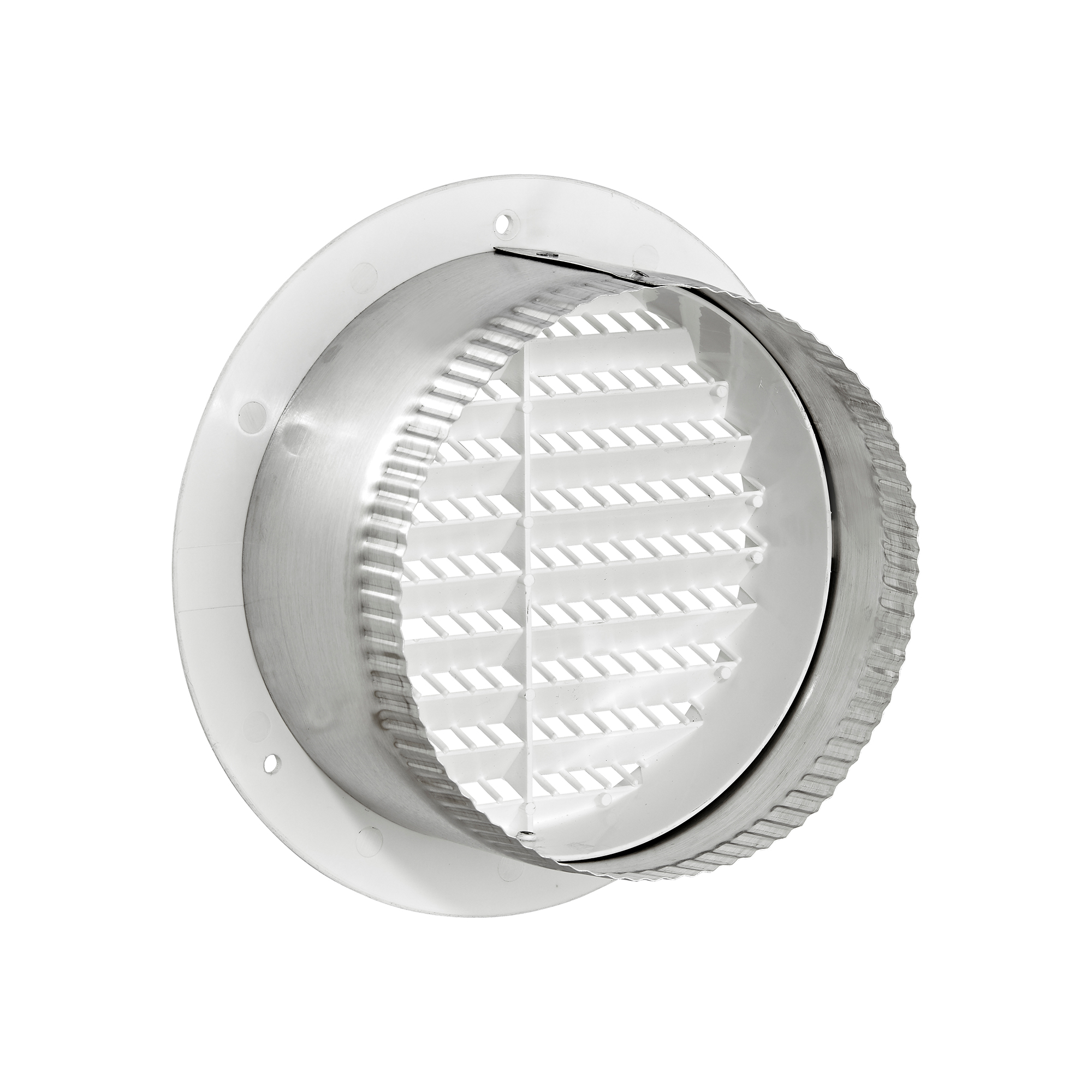 176WTP-SH-04 White Plastic Flush Mount Round Vent - Screw Holes - 3 inch Pipe - Back