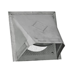 Paint Grade Steel Wall Exhaust Bath Fan Vent Hood - Damper - 1/8 inch Wire Mesh Screen - Flush Mount - Angled Opened