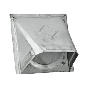 Paint Grade Steel Wall Exhaust Bath Fan Vent Hood - Damper - 1/8 inch Wire Mesh Screen - Flush Mount - Angled Closed