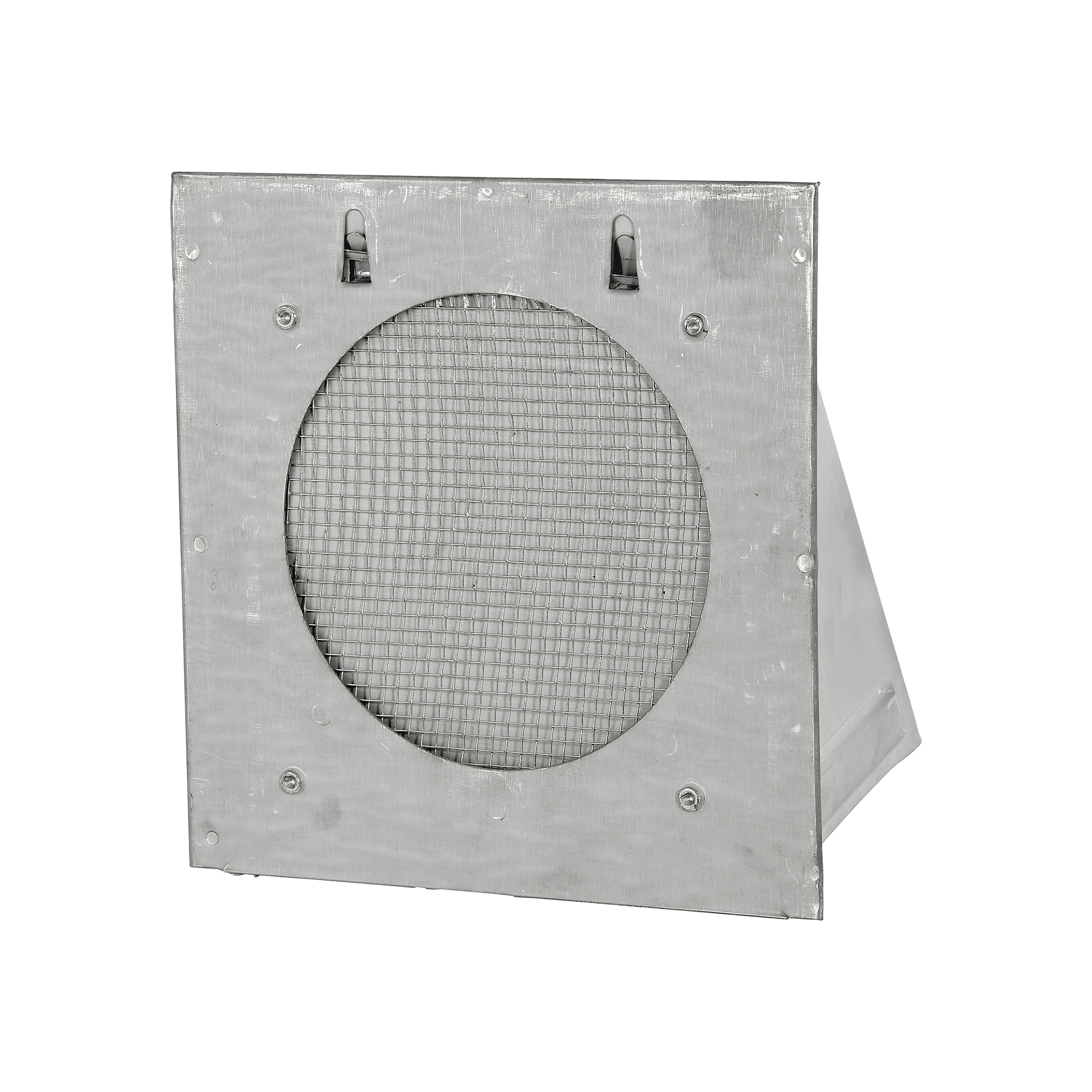Paint Grade Steel Wall Exhaust Bath Fan Vent Hood - Damper - 1/8 inch Wire Mesh Screen - Flush Mount - Back