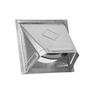 Galvanized Steel Wall Exhaust Bath Fan Vent Hood - Damper - 1/8 inch Wire Mesh Screen - Flush Mount - Angled Opened