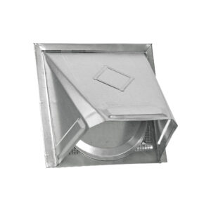 Galvanized Steel Wall Exhaust Bath Fan Vent Hood - Damper - 1/8 inch Wire Mesh Screen - Flush Mount - Angled Closed