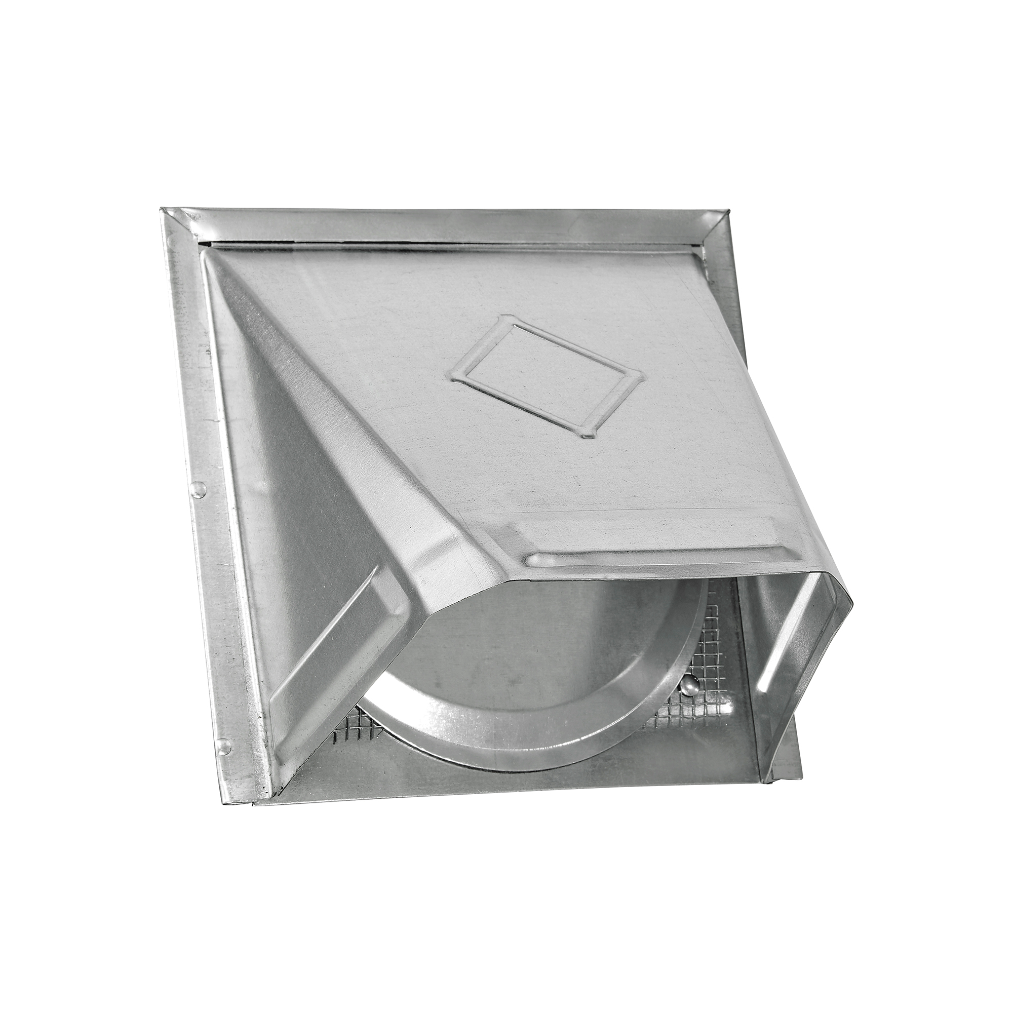 Galvanized Steel Wall Exhaust Bath Fan Vent Hood - Damper - 1/8 inch Wire Mesh Screen - Flush Mount - Angled Closed