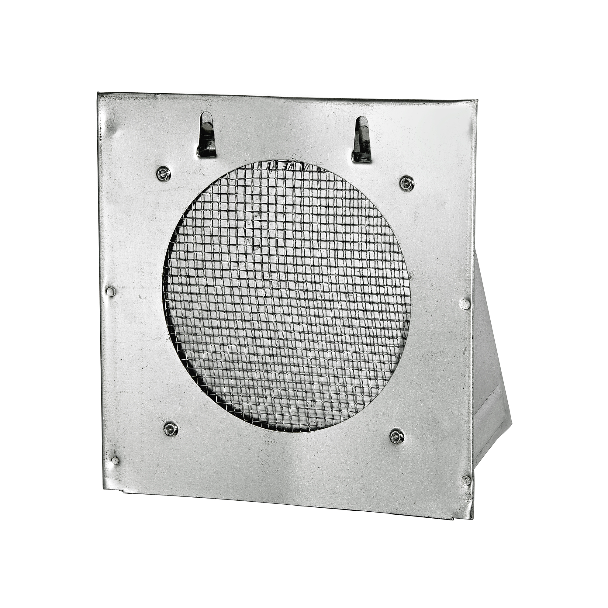 Galvanized Steel Wall Exhaust Bath Fan Vent Hood - Damper - 1/8 inch Wire Mesh Screen - Flush Mount - Back