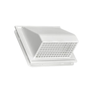 White Plastic Wall Exhaust or Intake Hood Vent - J Channel - Spring Damper - Removable Screen - 1 inch Collar - Front Closed