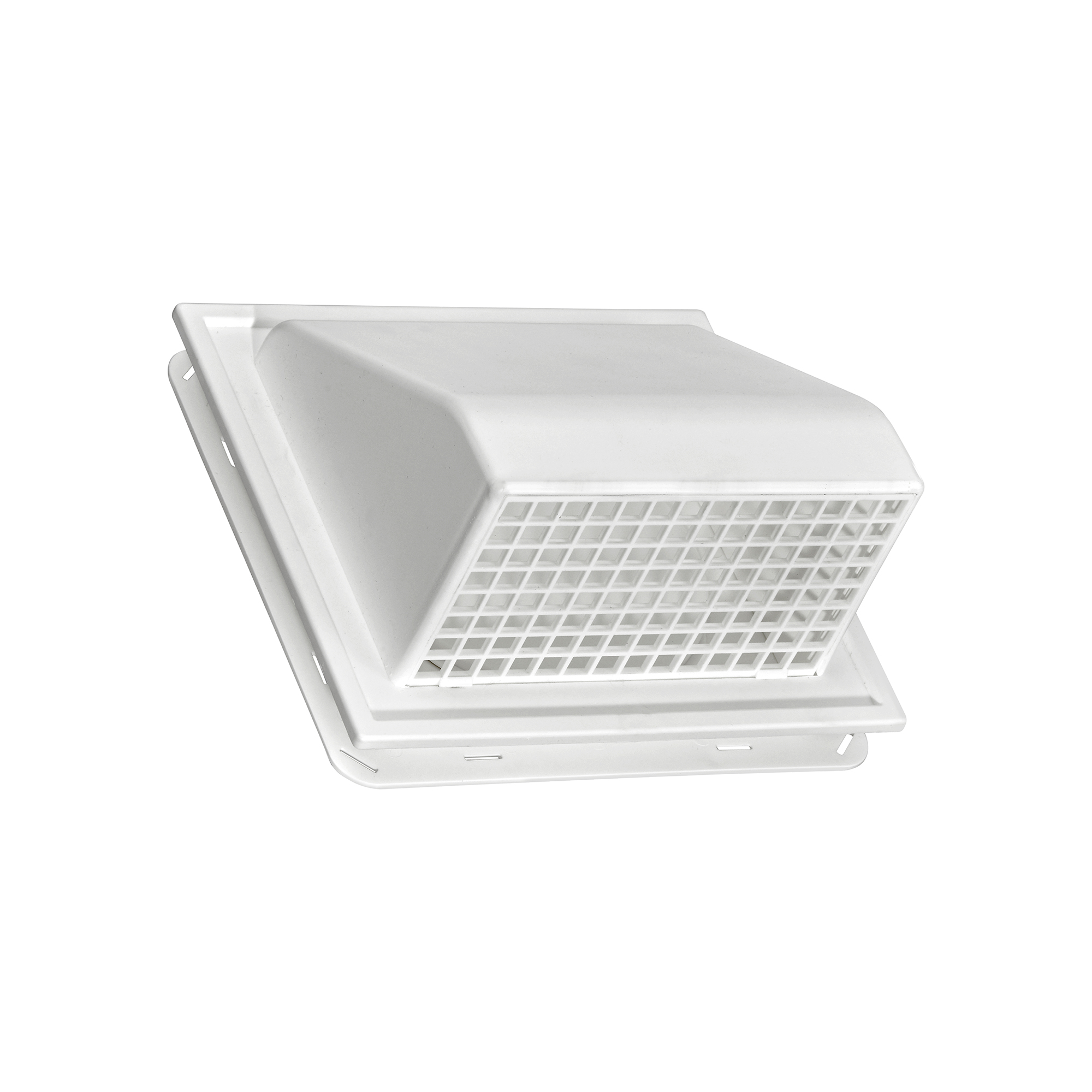 White Plastic Wall Exhaust or Intake Hood Vent - J Channel - Spring Damper - Removable Screen - 1 inch Collar - Front Closed