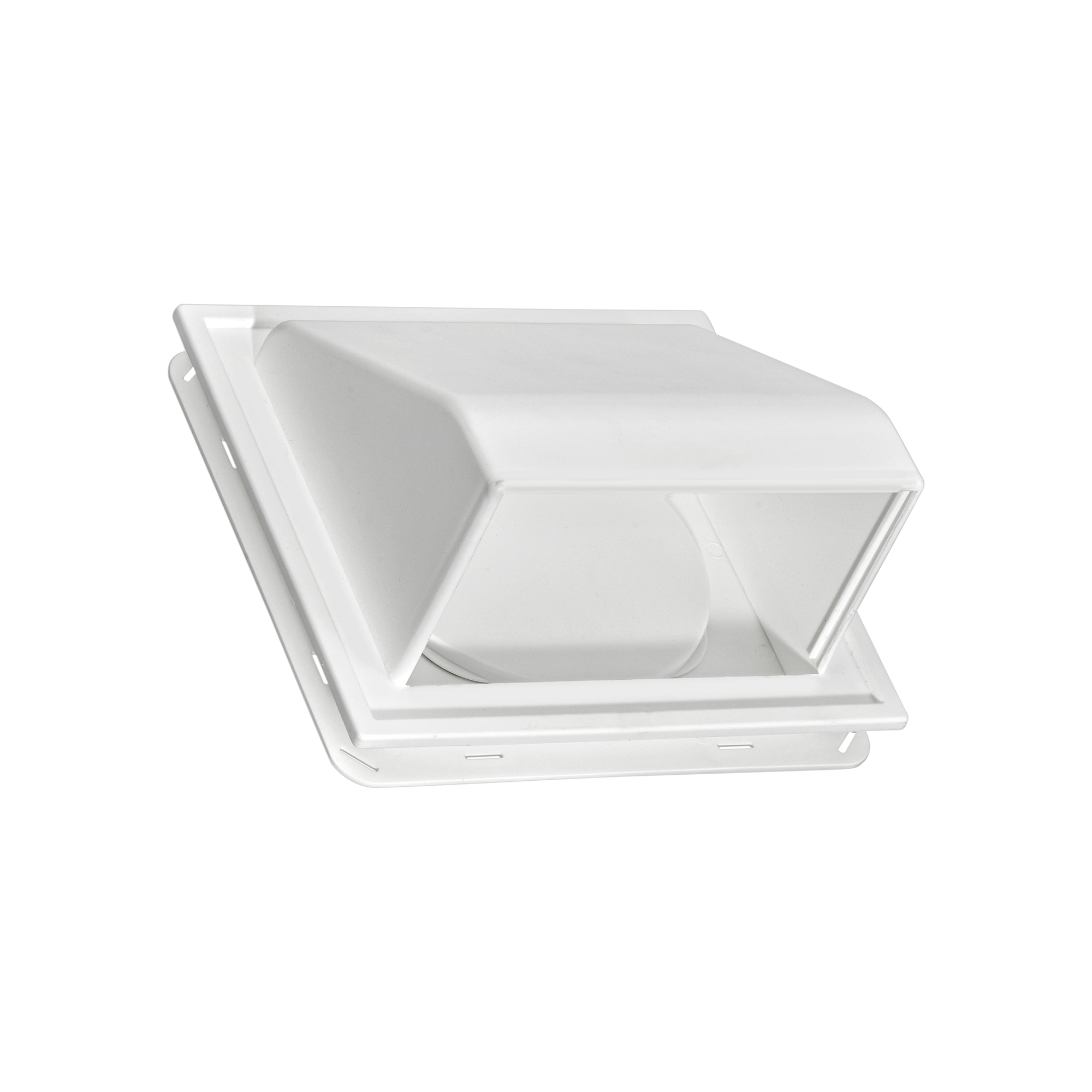 White Plastic Wall Exhaust or Intake Hood Vent - J Channel - Spring Damper - Removable Screen - 1 inch Collar - No Screen