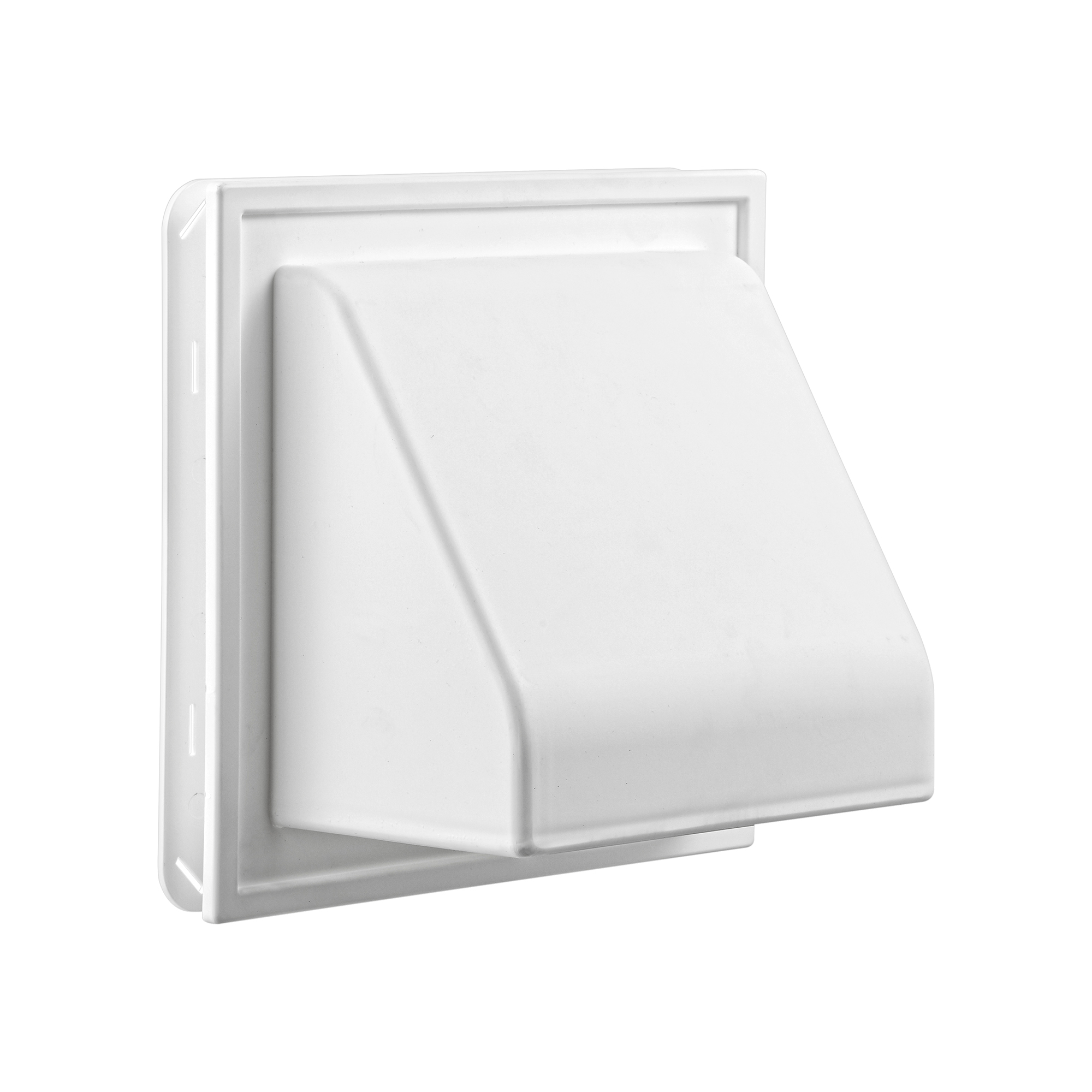 White Plastic Wall Exhaust or Intake Hood Vent - J Channel - Spring Damper - Removable Screen - 1 inch Collar - Front