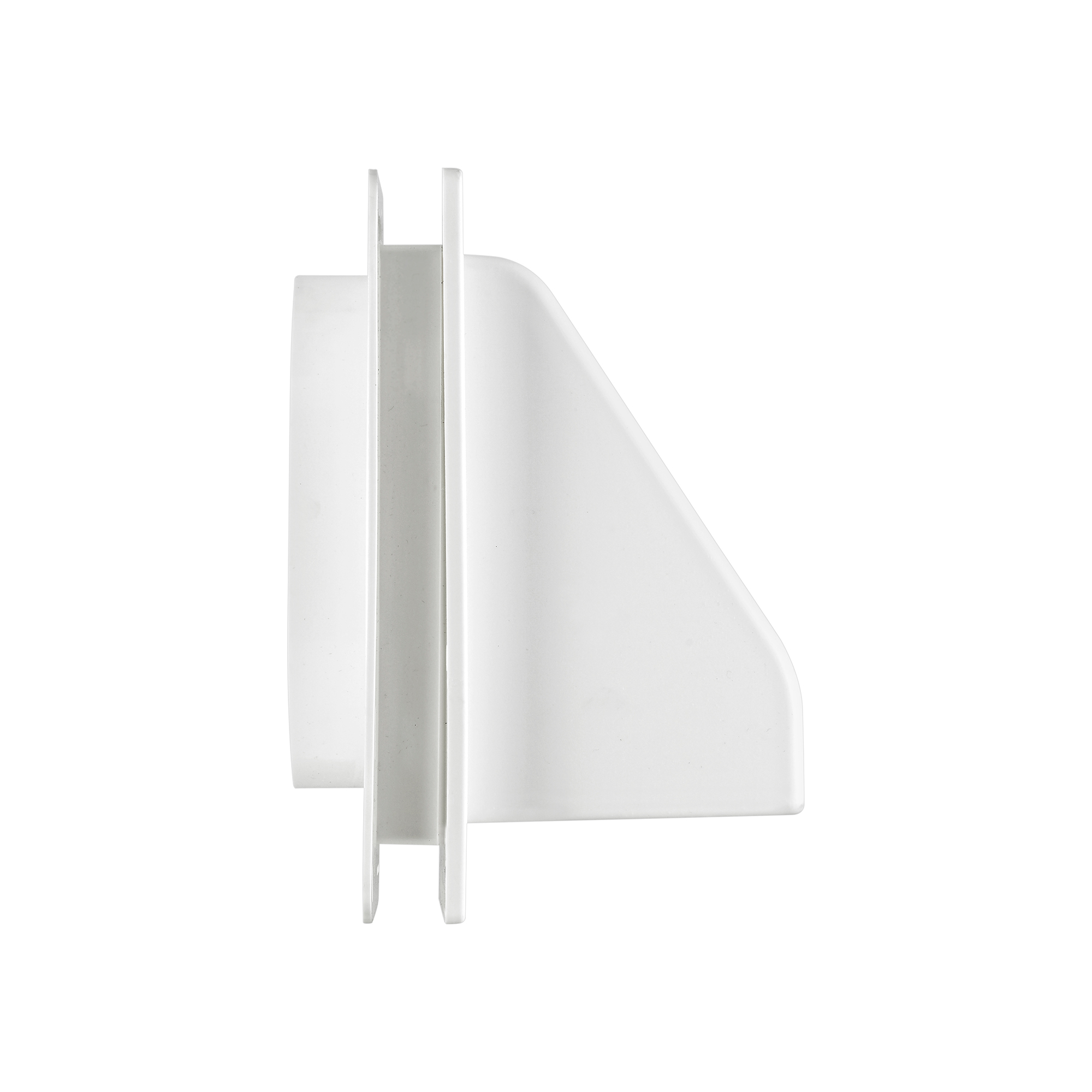 White Plastic Wall Exhaust or Intake Hood Vent - J Channel - Spring Damper - Removable Screen - 1 inch Collar - Side