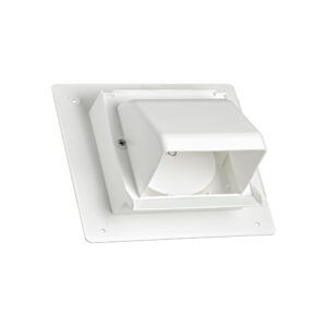 Plastic Wall Exhaust Dryer Hood Vent - Spring-Controlled Damper - Water Drip Edge - Oversized Flange - 2.4 inch Collar - Closed