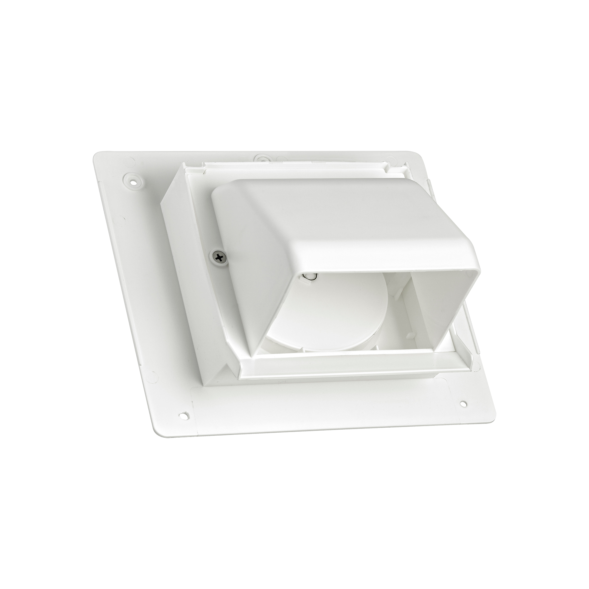 1471W-2P-01 Plastic Wall Exhaust Dryer Hood Vent - Spring-Controlled Damper - Water Drip Edge - Oversized Flange - 2.4 inch Collar - Closed