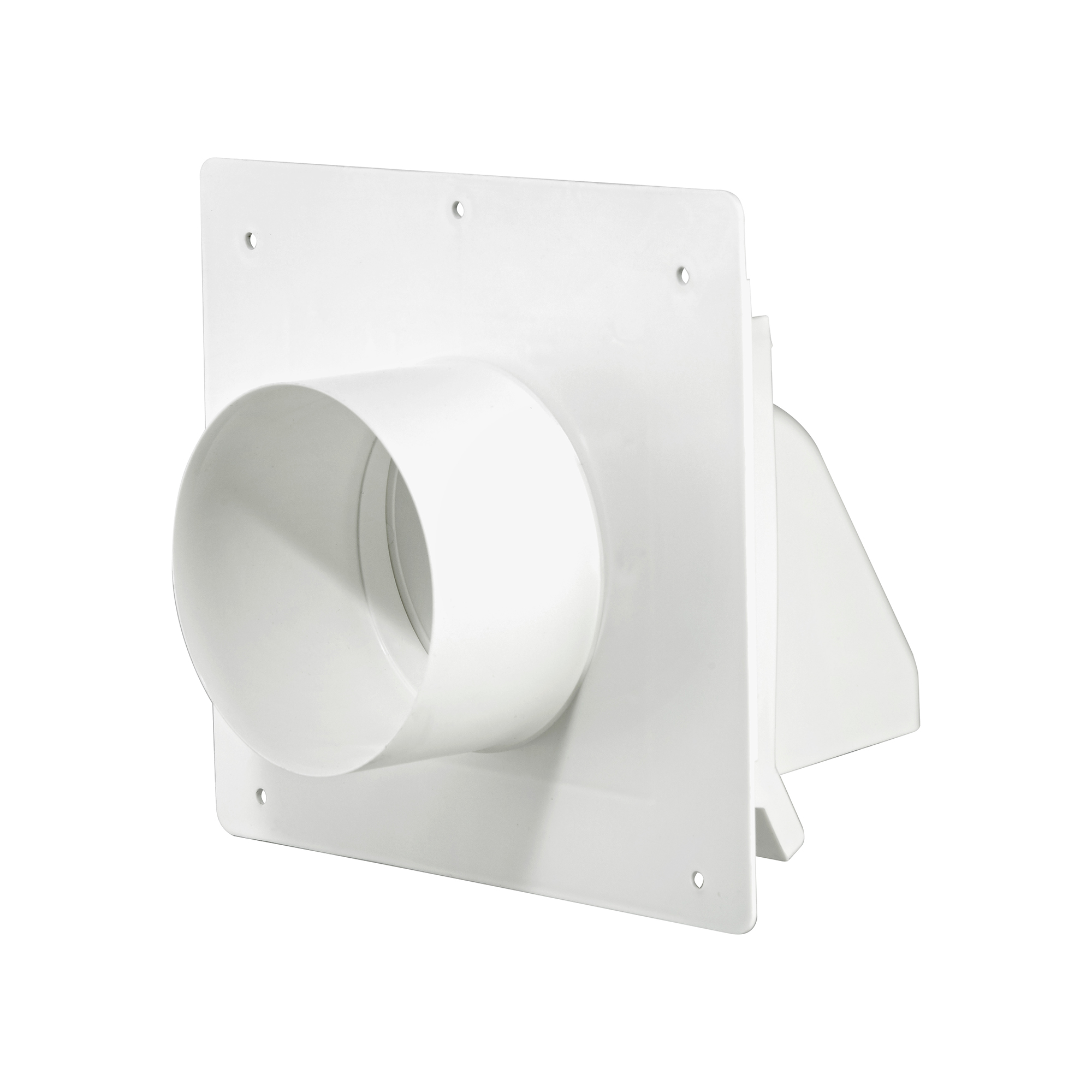 1471W-2P-05 Plastic Wall Exhaust Dryer Hood Vent - Spring-Controlled Damper - Water Drip Edge - Oversized Flange - 2.4 inch Collar - Back