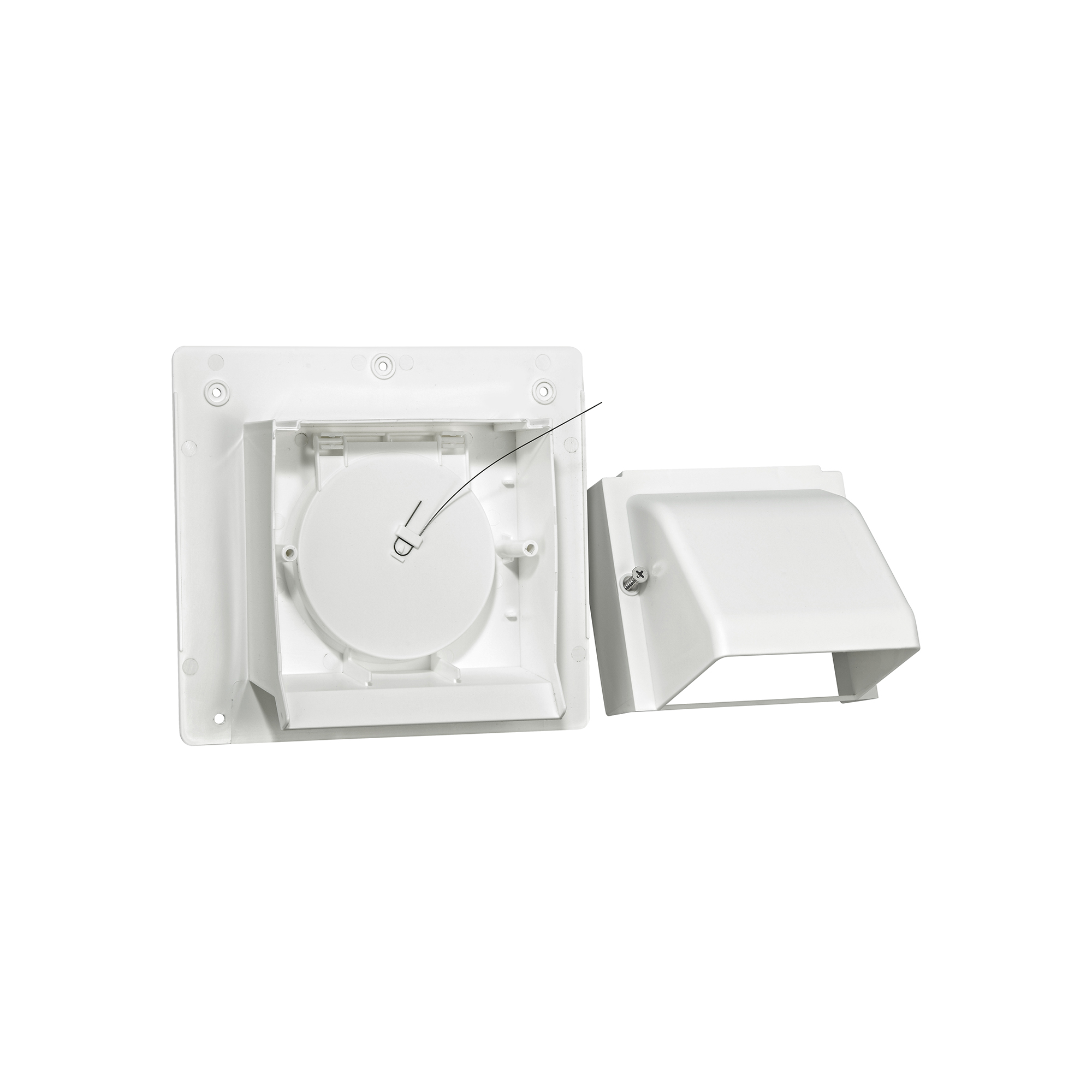 1471W-2P-06 Plastic Wall Exhaust Dryer Hood Vent - Spring-Controlled Damper - Water Drip Edge - Oversized Flange - 2.4 inch Collar - Unassembled 1